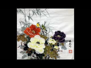 traditional chinese guohua painting (chinese national painting).