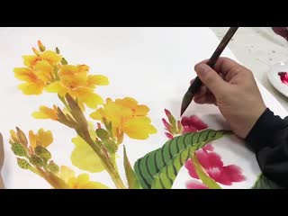 traditional chinese guohua painting (chinese national painting). painting cannes flower