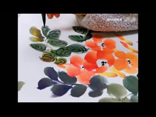 traditional chinese guohua painting (chinese national painting). picture fragrant flowers