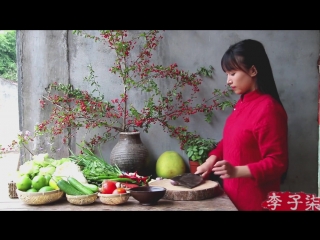 li ziqi - a girl with character a large dish of le yi dapan, with fragrant sticky rice and various delicacies dai wei shou zh